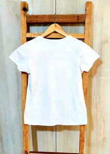 White T-Shirt with Rocket Graphic Size-30