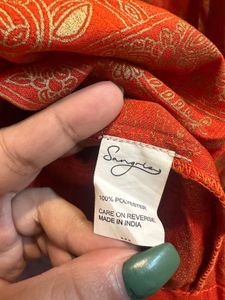 Sangria Orange Gold Foil Kurta – Size M