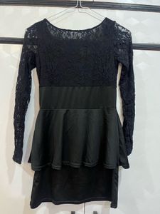 Black Peplum Style Lace Dress