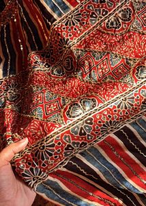 hand Embroidered pure modal Silk Saree