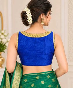 Royal Blue &amp; Emerald Green Designer Blouse