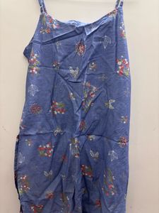Blue Floral Button-Front Maxi Dress