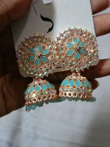 Elegant Teal Jhumka Earrings