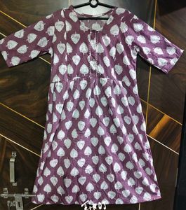 Purple Leaf Print Kurta