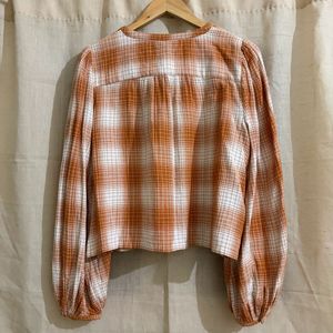 Cute Plaid Cropped Blouse