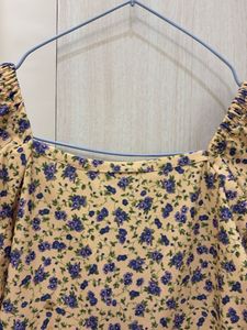 Floral Puff Sleeve Wrap Dress