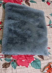 Soft Grey Faux Fur Scarf