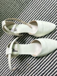 White Flat Sandals with Ankle Strap