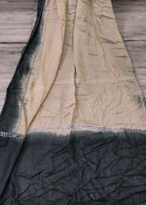 Elegant Beige &amp; Black Ombre Dupatta