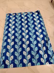 Blue Leaf Print Curtains