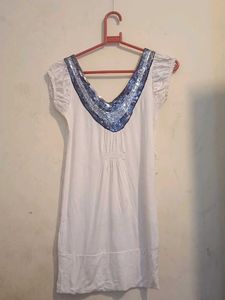 Sparkly V-Neck White Dress