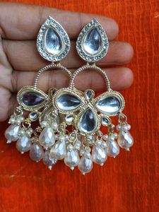 Elegant Crystal &amp; Pearl Drop Earrings