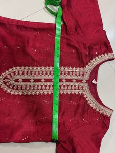 Maroon Embroidered Kurta Set with Pants