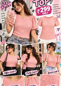 Chic Puff Sleeve Textured Top Size M-L 34"-38"