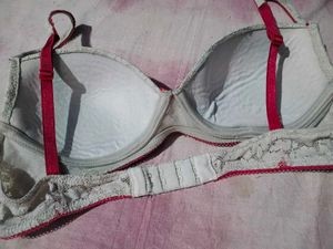 White Lace Bra with Pink Trim