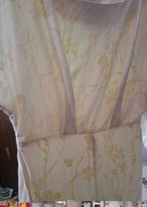 Elegant White Floral Print Vilvet  Gown