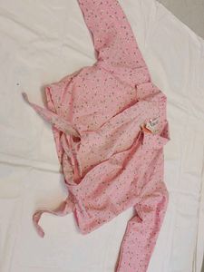 Chic Pink Floral Wrap Top