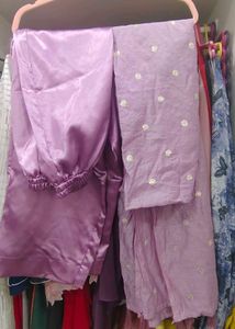 3xl Lavender Embroidered Kurta Set