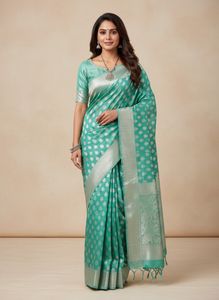 Mint Green Banarasi Silk Saree