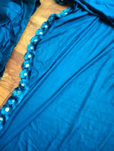 ⚡Stitched Teal Saree With Blouse💙