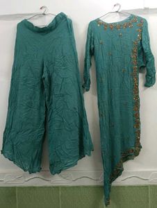 Beautiful Teal Kurta Set with Embellishments