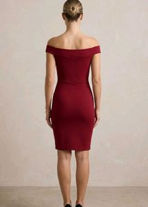 burgundy  Off-Shoulder Dress