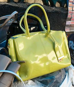 Vibrant Lime Green Patent Handbag