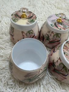 Set of 4 Decorative Jars with Lids