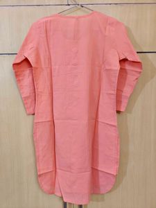 Pure cotton Peach Button-Down Kurta
