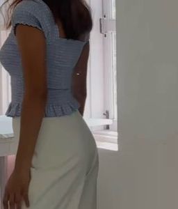 Cute Blue Smocked Polka Dot Top