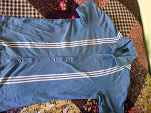 Blue Striped Polo T-Shirt