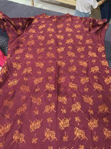 Maroon Elephant Print Kurta Set