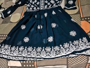 Embroidered Teal Kurta mirror work