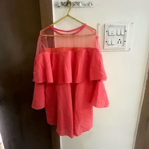 Chic Coral Ruffle Dress