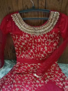 Red & Gold Embroidered Anarkali