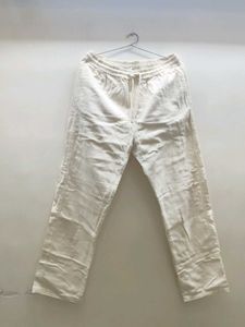 Cream Linen Relaxed Fit Trousers