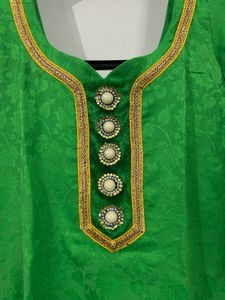 Green Kurta with Gold Embellishments