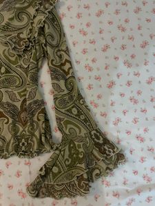 Paisley Print Bell Sleeve Top