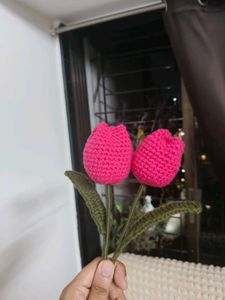 Pair beautiful Hand crafted crochet Tulip flowers