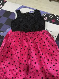 Stylish Black & Pink Polka Dot Gown