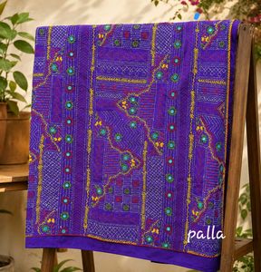 💜 Lambani Stitch on Royal Violet Silk Saree
