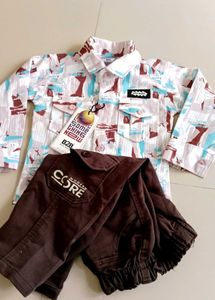 New Boys Casual Shirt and Cargo Pants Set