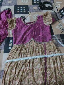 Beautiful Purple &amp; Beige Ethnic frock