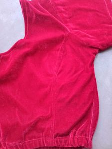 Red Velvet Blouse Top