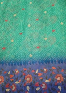 Beautiful Teal Saree with Floral Border