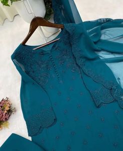 Elegant Teal Embroidered Kurta Set