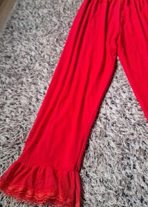 Red Ruffle Palazzos