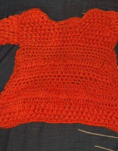 Crochet Knit Sweater - Orange