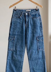 Stylish Blue Denim Cargo Pants