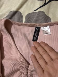 Pink Ruched Long Sleeve Top
